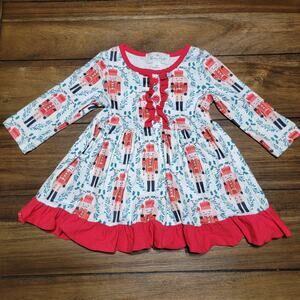 Marie Nicole Girls Christmas LS Dress Nutcrackers - Size 3XS (3-6M)